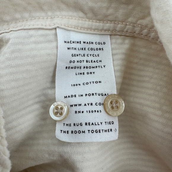 AYR Deep End Corduroy Shirt Almond Long Sleeve Button Down Pocket Top Women's XS - Picture 5 of 6